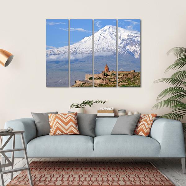 Khor Virap Monastery Canvas Wall Art-4 Horizontal-Gallery Wrap-34" x 24"-Tiaracle