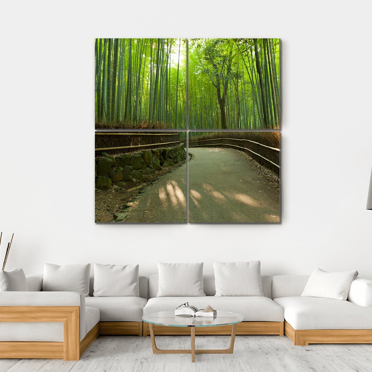 Arashiyama Bamboo Grove In Kyoto Japan Canvas Wall Art-4 Square-Gallery Wrap-17" x 17"-Tiaracle
