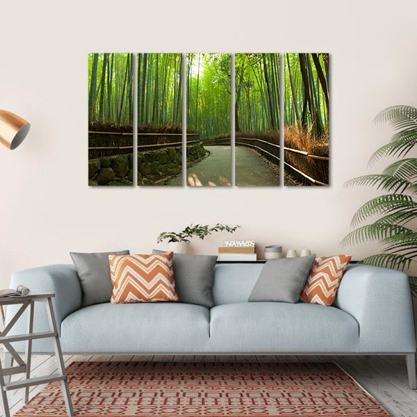 Arashiyama Bamboo Grove In Kyoto Japan Canvas Wall Art-5 Horizontal-Gallery Wrap-22" x 12"-Tiaracle