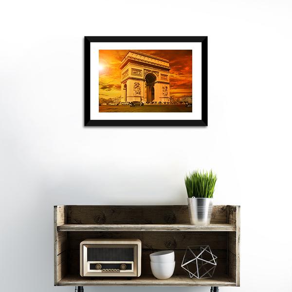 Arc De Triomphe Paris Canvas Wall Art-1 Piece-Framed Print-20" x 16"-Tiaracle
