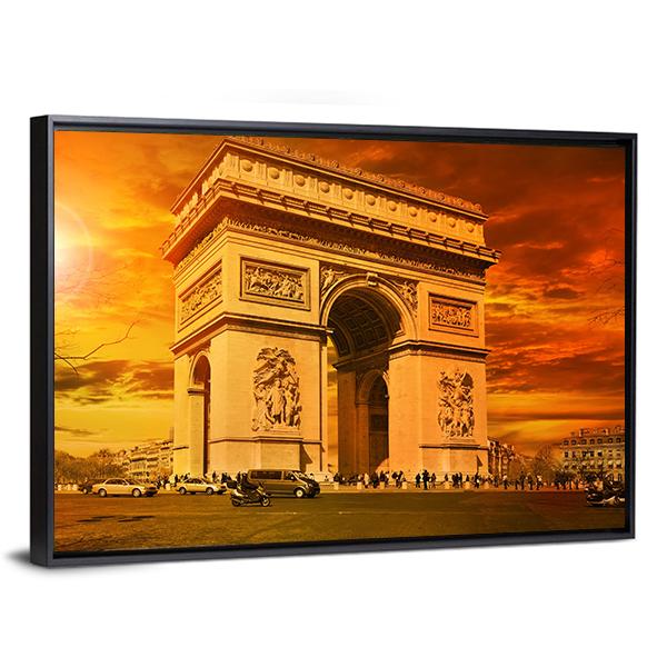 Arc De Triomphe Paris Canvas Wall Art-3 Horizontal-Gallery Wrap-25" x 16"-Tiaracle