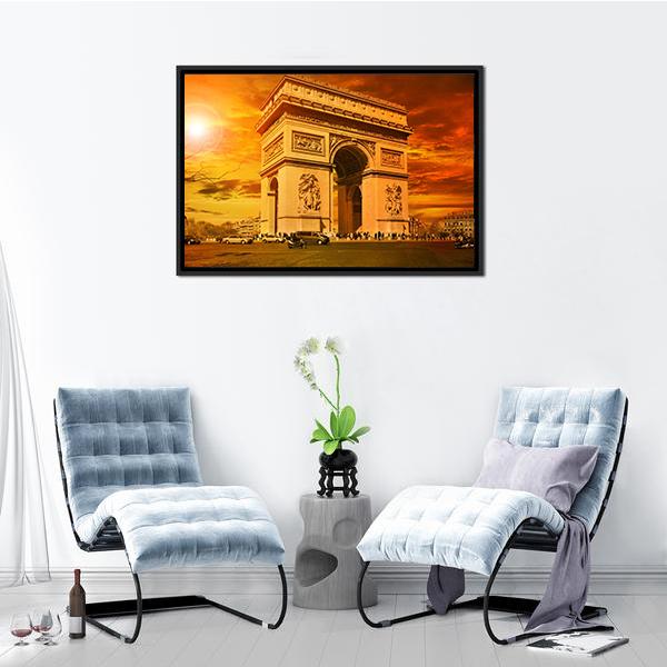 Arc De Triomphe Paris Canvas Wall Art-3 Horizontal-Gallery Wrap-25&quot; x 16&quot;-Tiaracle