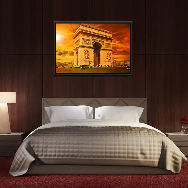 Arc De Triomphe Paris Canvas Wall Art-3 Horizontal-Gallery Wrap-25" x 16"-Tiaracle