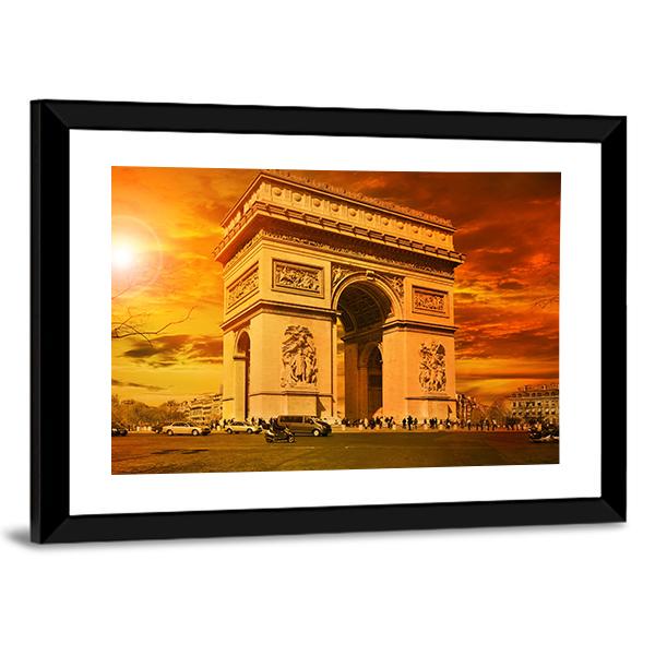 Arc De Triomphe Paris Canvas Wall Art-3 Horizontal-Gallery Wrap-25&quot; x 16&quot;-Tiaracle