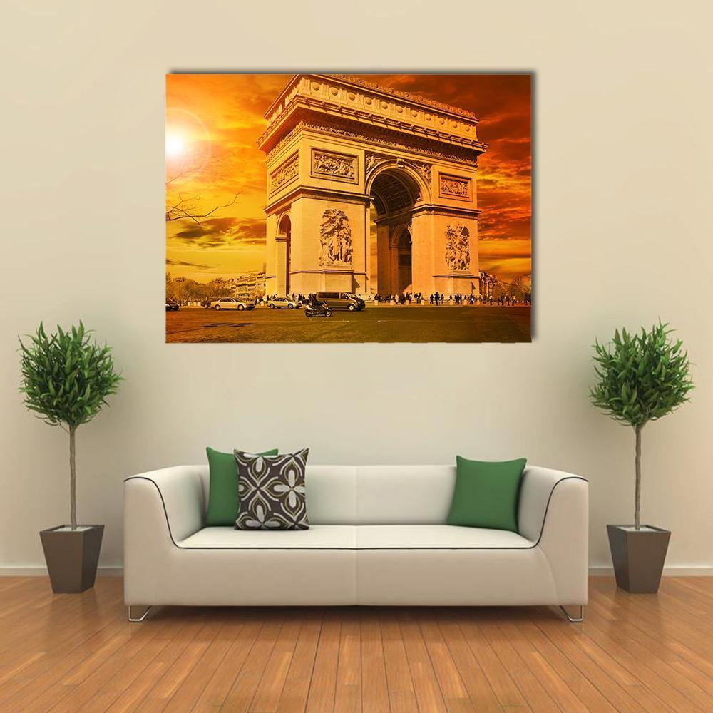 Arc De Triomphe Paris Canvas Wall Art-1 Piece-Gallery Wrap-48" x 32"-Tiaracle