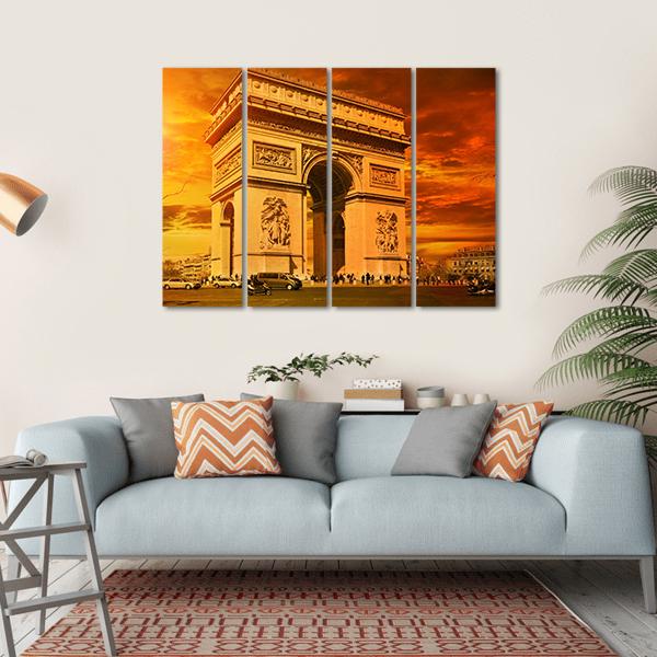 Arc De Triomphe Paris Canvas Wall Art-4 Horizontal-Gallery Wrap-34" x 24"-Tiaracle