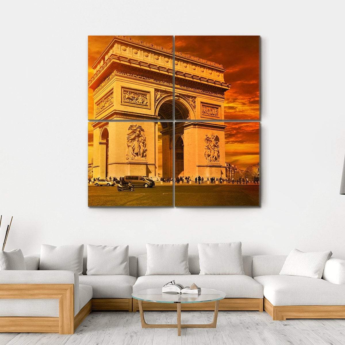 Arc De Triomphe Paris Canvas Wall Art-4 Square-Gallery Wrap-17" x 17"-Tiaracle