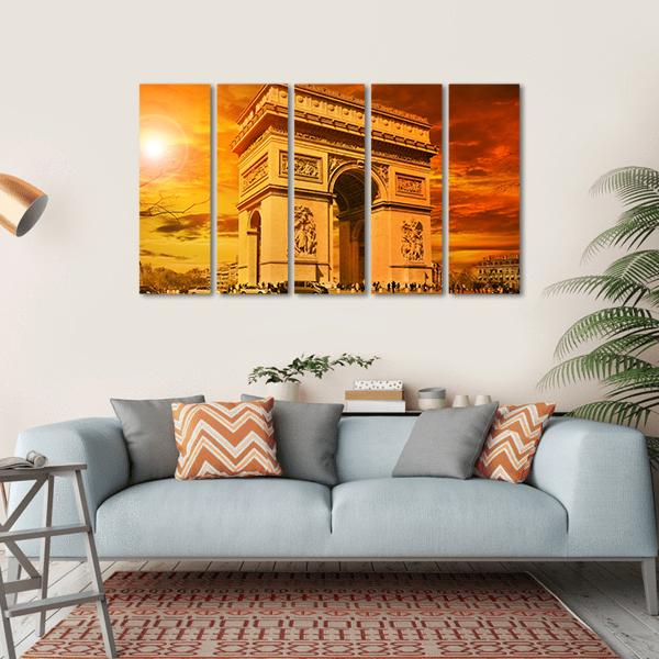Arc De Triomphe Paris Canvas Wall Art-5 Horizontal-Gallery Wrap-22" x 12"-Tiaracle