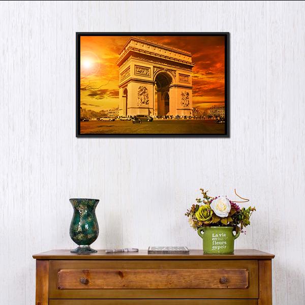 Arc De Triomphe Paris Canvas Wall Art-5 Horizontal-Gallery Wrap-22" x 12"-Tiaracle