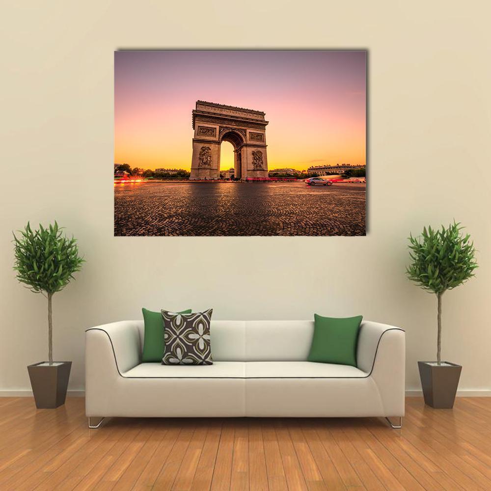 Arch Of Triumph Canvas Wall Art-4 Horizontal-Gallery Wrap-34" x 24"-Tiaracle