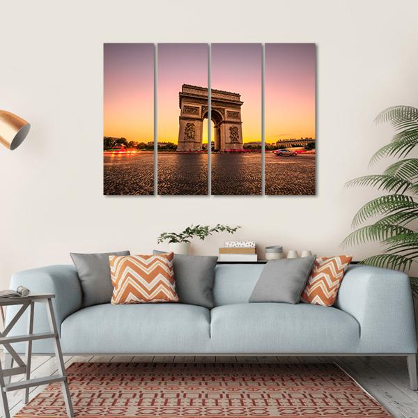 Arch Of Triumph Canvas Wall Art-4 Horizontal-Gallery Wrap-34" x 24"-Tiaracle