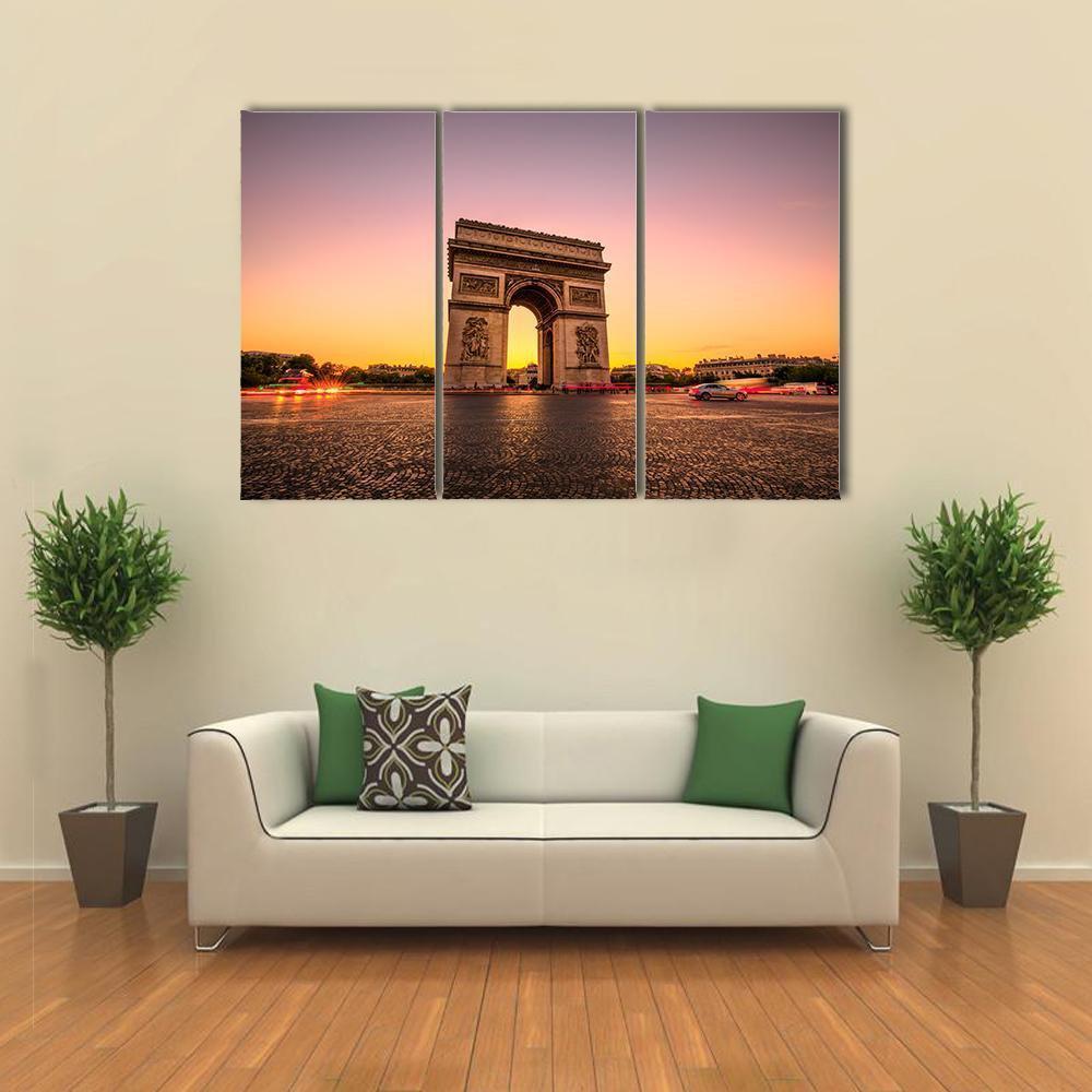 Arch Of Triumph Canvas Wall Art-3 Horizontal-Gallery Wrap-37&quot; x 24&quot;-Tiaracle