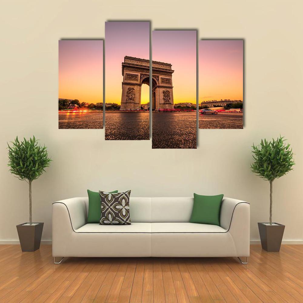 Arch Of Triumph Canvas Wall Art-4 Pop-Gallery Wrap-50&quot; x 32&quot;-Tiaracle