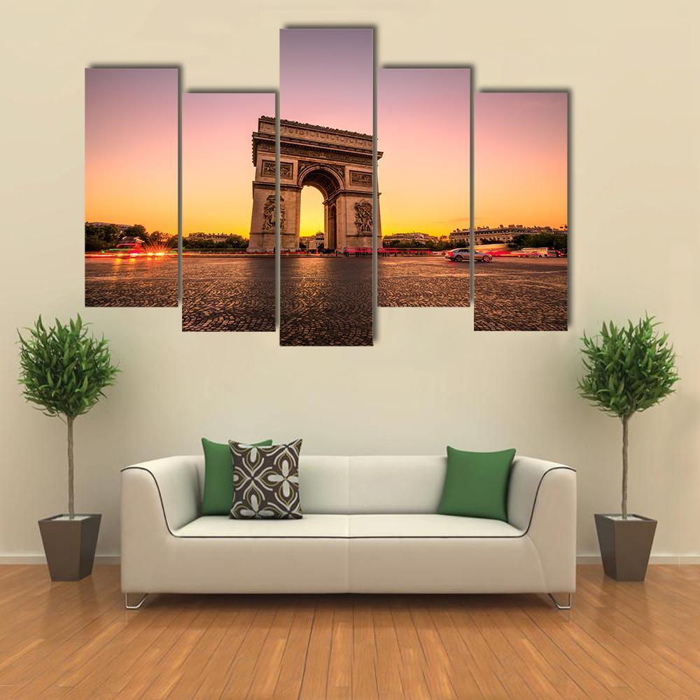 Arch Of Triumph Canvas Wall Art-5 Pop-Gallery Wrap-47&quot; x 32&quot;-Tiaracle