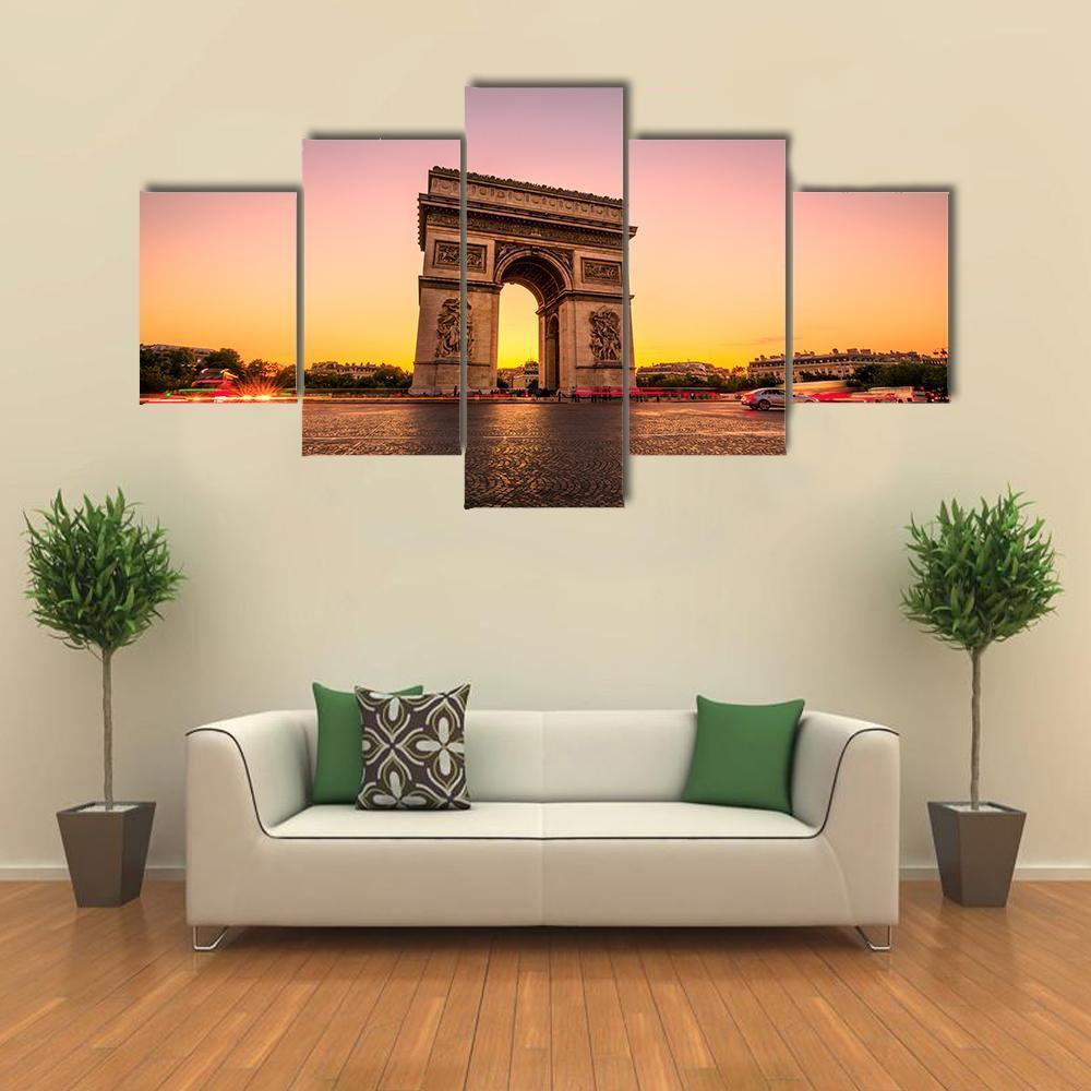 Arch Of Triumph Canvas Wall Art-5 Star-Gallery Wrap-62&quot; x 32&quot;-Tiaracle