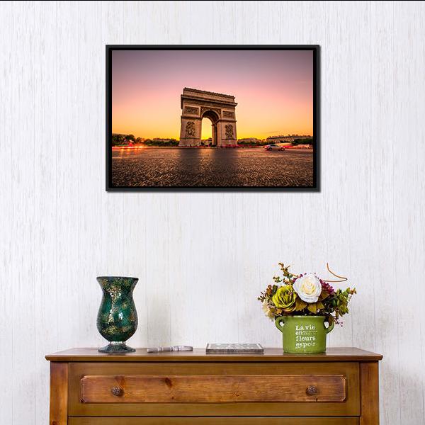 Arch Of Triumph Panoramic Canvas Wall Art-1 Piece-36" x 12"-Tiaracle