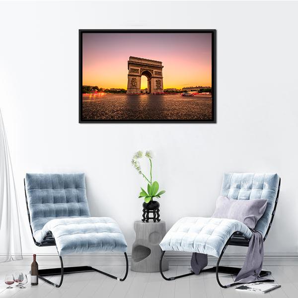 Arch Of Triumph Panoramic Canvas Wall Art-1 Piece-36" x 12"-Tiaracle