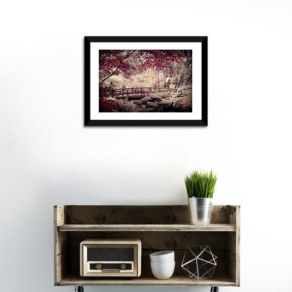 Arched Bridge In Japanese Garden Canvas Wall Art-1 Piece-Framed Print-20" x 16"-Tiaracle