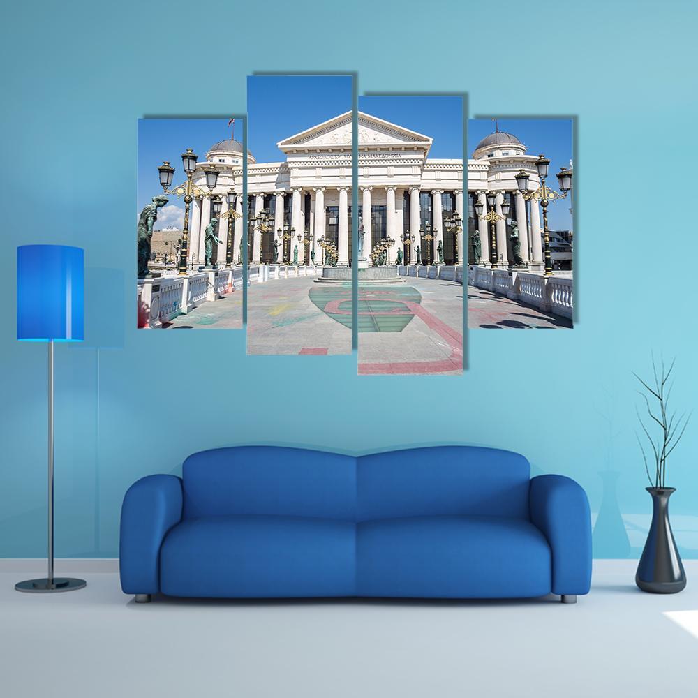 Eye Bridge In Skopje Canvas Wall Art-4 Pop-Gallery Wrap-50" x 32"-Tiaracle