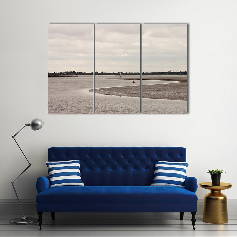 River With It&#39;s Mudflat Canvas Wall Art-3 Horizontal-Gallery Wrap-37&quot; x 24&quot;-Tiaracle