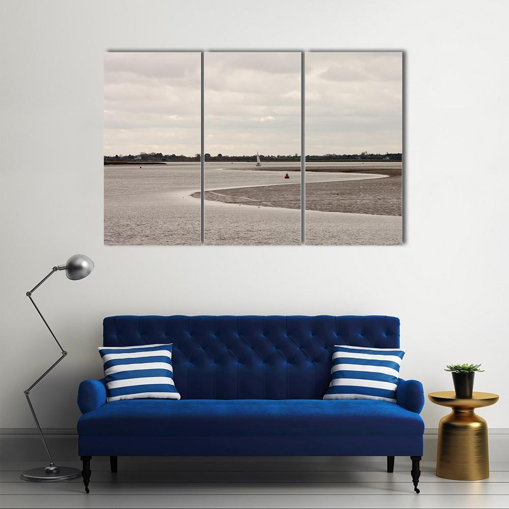 River With It's Mudflat Canvas Wall Art-3 Horizontal-Gallery Wrap-37" x 24"-Tiaracle