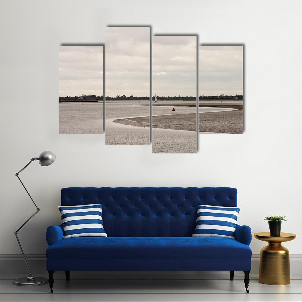 River With It&#39;s Mudflat Canvas Wall Art-4 Pop-Gallery Wrap-50&quot; x 32&quot;-Tiaracle