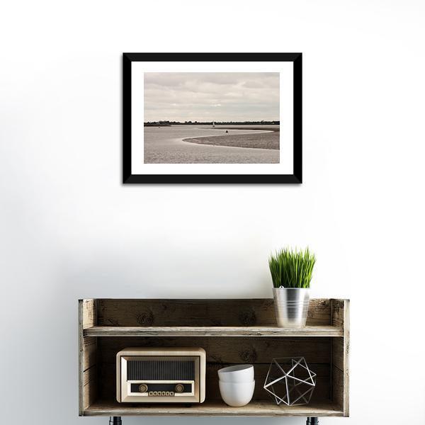 River With It's Mudflat Canvas Wall Art-1 Piece-Framed Print-20" x 16"-Tiaracle
