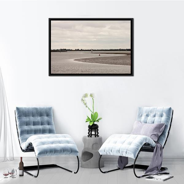River With It&#39;s Mudflat Canvas Wall Art-3 Horizontal-Gallery Wrap-25&quot; x 16&quot;-Tiaracle
