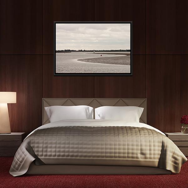 River With It&#39;s Mudflat Canvas Wall Art-3 Horizontal-Gallery Wrap-25&quot; x 16&quot;-Tiaracle