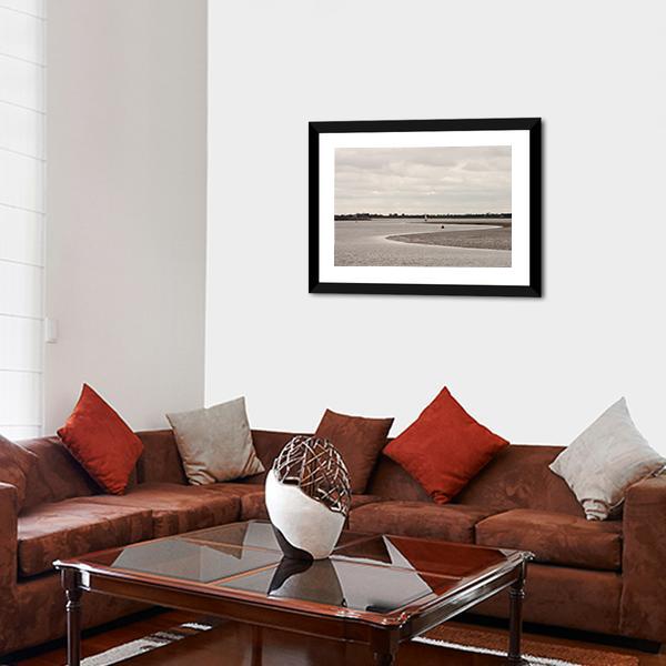 River With It&#39;s Mudflat Canvas Wall Art-3 Horizontal-Gallery Wrap-25&quot; x 16&quot;-Tiaracle