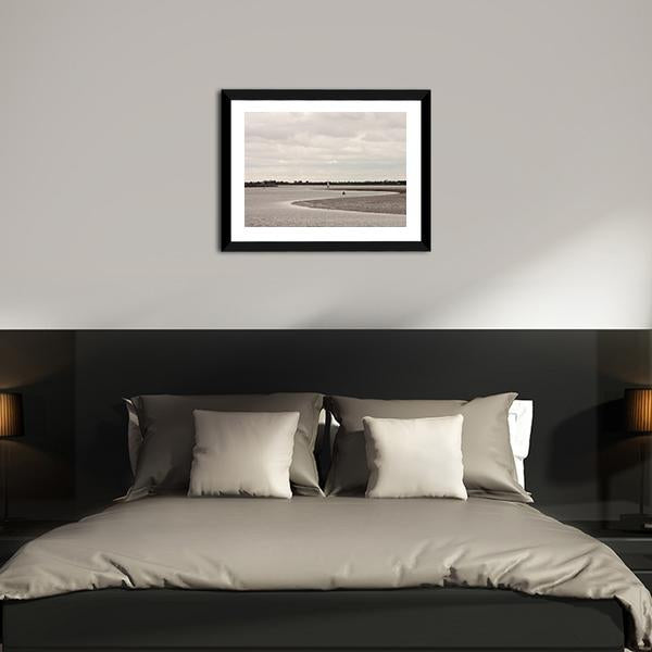 River With It&#39;s Mudflat Canvas Wall Art-3 Horizontal-Gallery Wrap-25&quot; x 16&quot;-Tiaracle