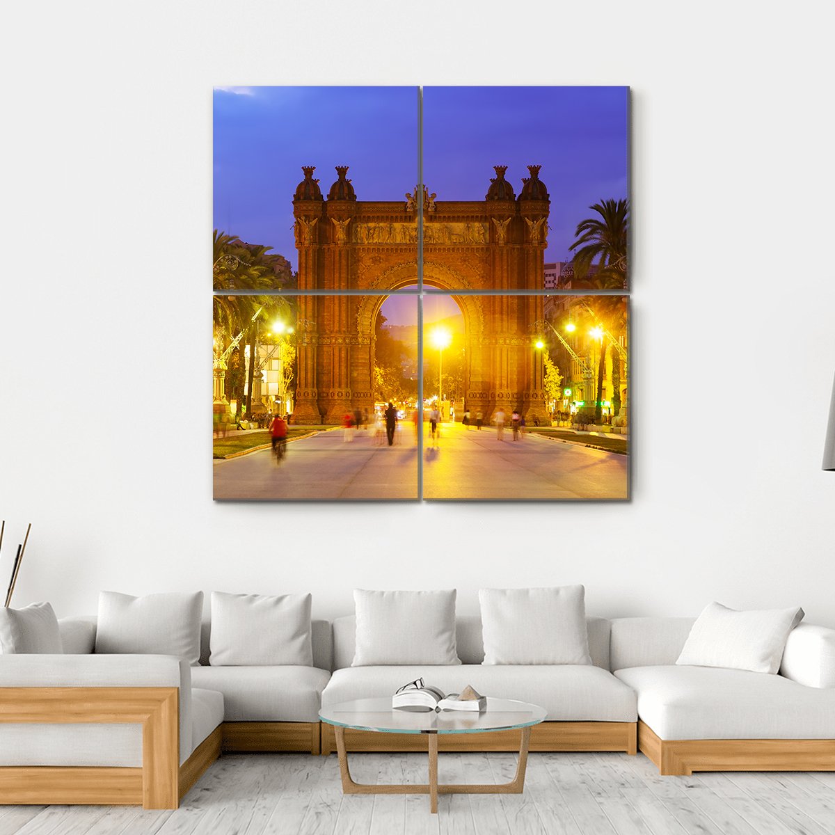 Arco de Triunfo In Evening Spain Canvas Wall Art-4 Square-Gallery Wrap-17" x 17"-Tiaracle