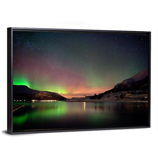 Arctic Night Aurora Borealis Canvas Wall Art-5 Horizontal-Gallery Wrap-22" x 12"-Tiaracle