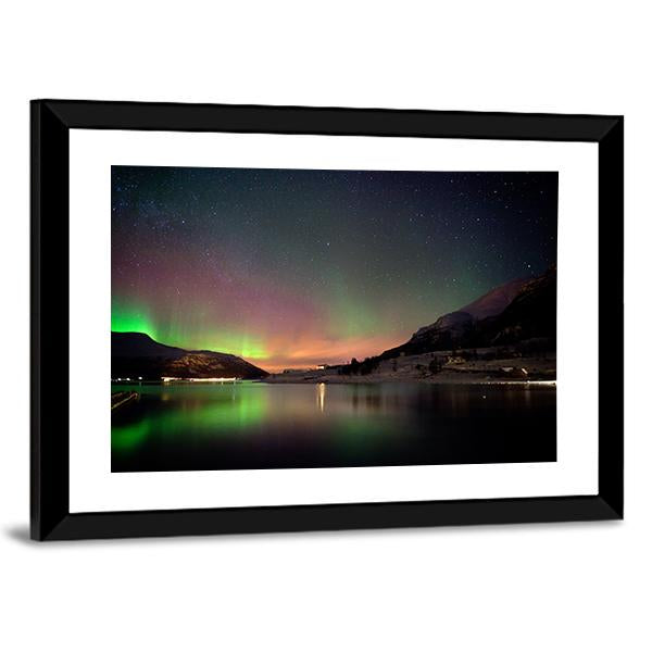 Arctic Night Aurora Borealis Canvas Wall Art-3 Horizontal-Gallery Wrap-25" x 16"-Tiaracle