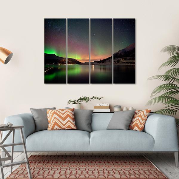 Arctic Night Aurora Borealis Canvas Wall Art-4 Horizontal-Gallery Wrap-34" x 24"-Tiaracle