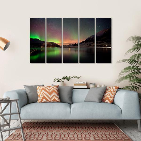 Arctic Night Aurora Borealis Canvas Wall Art-5 Horizontal-Gallery Wrap-22" x 12"-Tiaracle