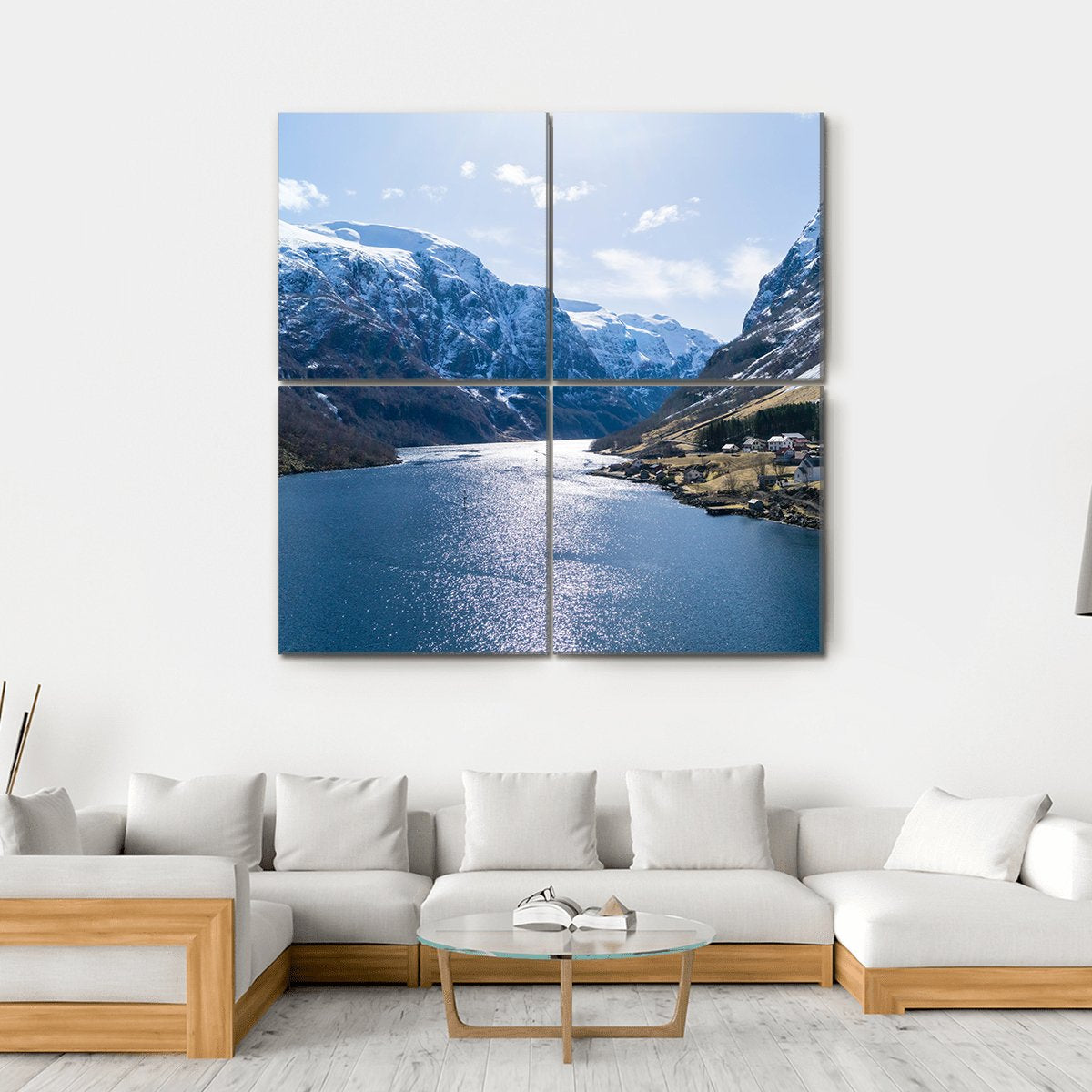 Ardal Fjord Norway Canvas Wall Art-4 Square-Gallery Wrap-17" x 17"-Tiaracle