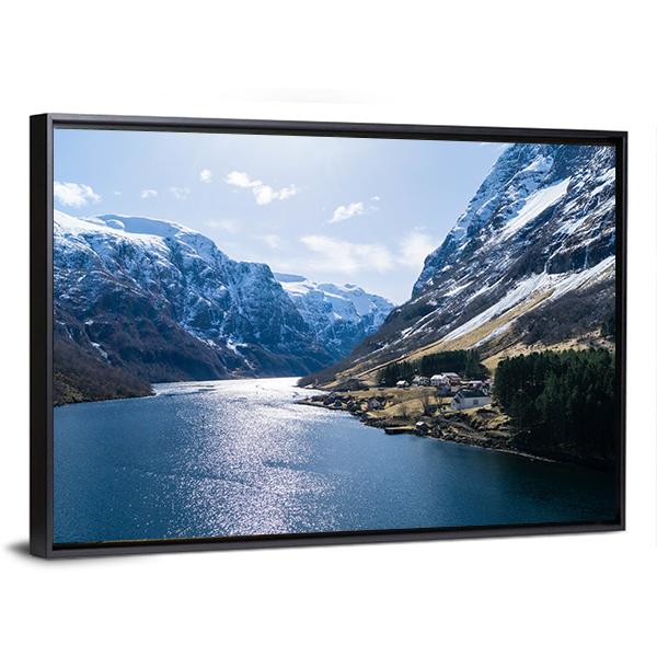 Ardal Fjord Norway Canvas Wall Art-5 Horizontal-Gallery Wrap-22" x 12"-Tiaracle