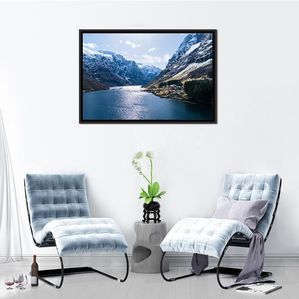Ardal Fjord Norway Canvas Wall Art-5 Horizontal-Gallery Wrap-22" x 12"-Tiaracle