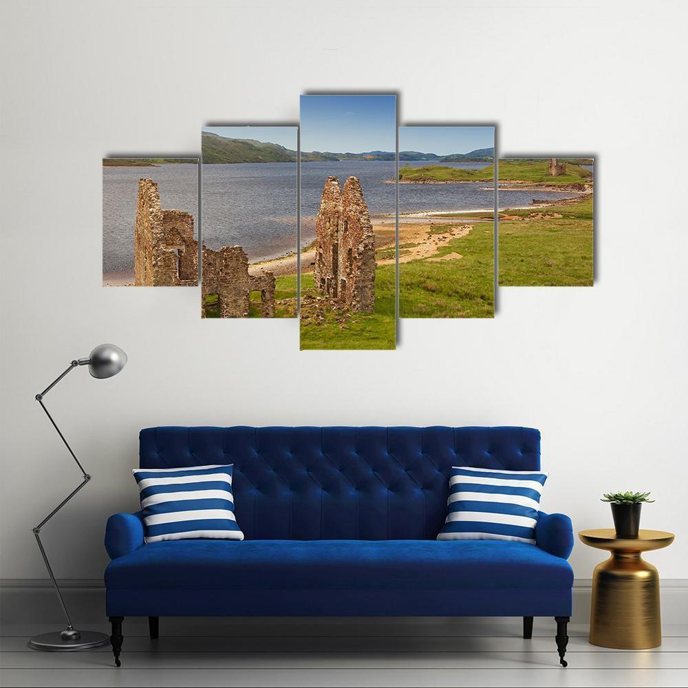 Ardvreck Castle Canvas Wall Art-5 Star-Gallery Wrap-62&quot; x 32&quot;-Tiaracle