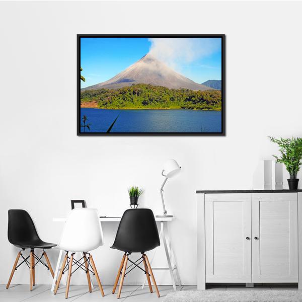 Arenal Volcano In Costa Rica Canvas Wall Art-1 Piece-Floating Frame-24" x 16"-Tiaracle