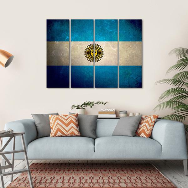 Argentina Flag Grunge Texture Canvas Wall Art-4 Horizontal-Gallery Wrap-34" x 24"-Tiaracle