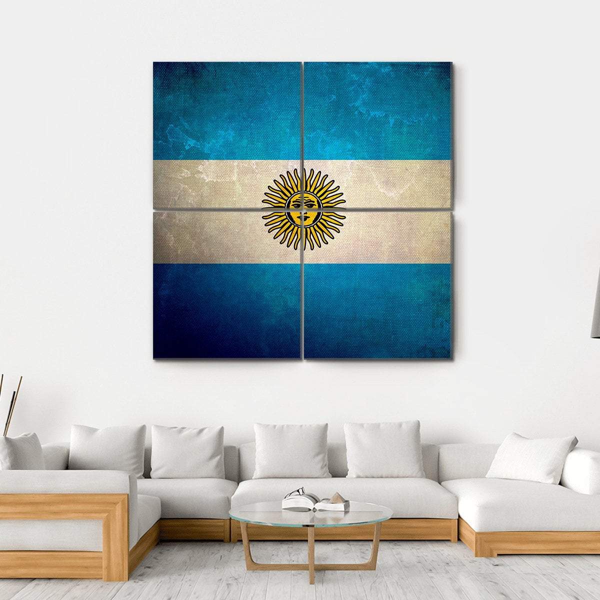 Argentina Flag Grunge Texture Canvas Wall Art-4 Square-Gallery Wrap-17" x 17"-Tiaracle