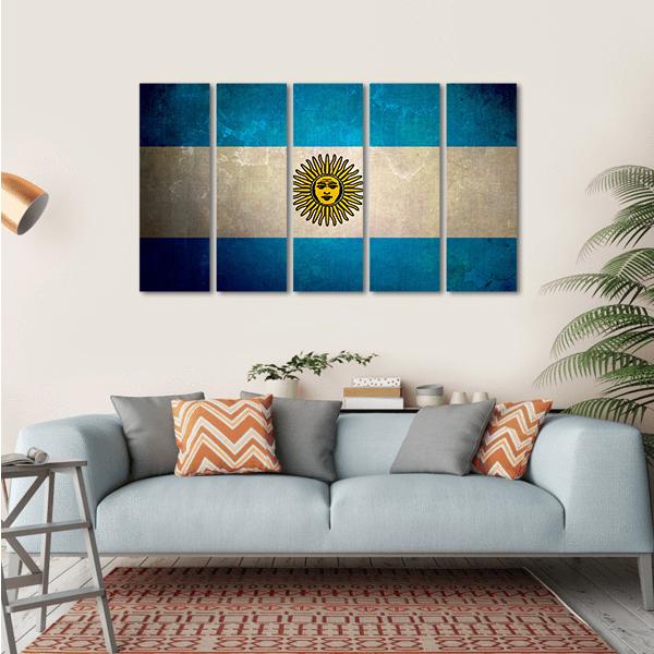 Argentina Flag Grunge Texture Canvas Wall Art-5 Horizontal-Gallery Wrap-22" x 12"-Tiaracle