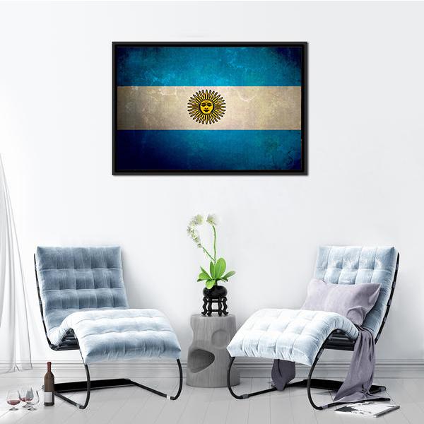 Argentina Flag Grunge Texture Canvas Wall Art-5 Horizontal-Gallery Wrap-22" x 12"-Tiaracle