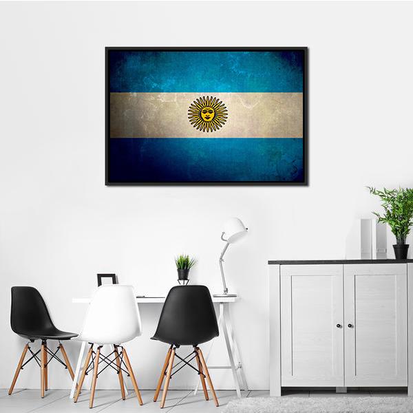 Argentina Flag Grunge Texture Canvas Wall Art-1 Piece-Floating Frame-24" x 16"-Tiaracle