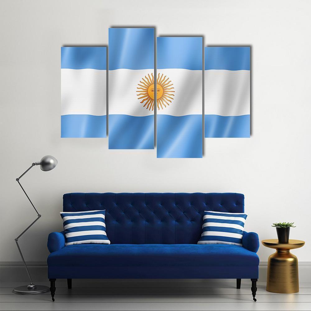 Waving Argentina Flag Canvas Wall Art-5 Pop-Gallery Wrap-47" x 32"-Tiaracle