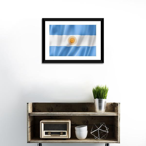 Waving Argentina Flag Canvas Wall Art-1 Piece-Framed Print-20" x 16"-Tiaracle