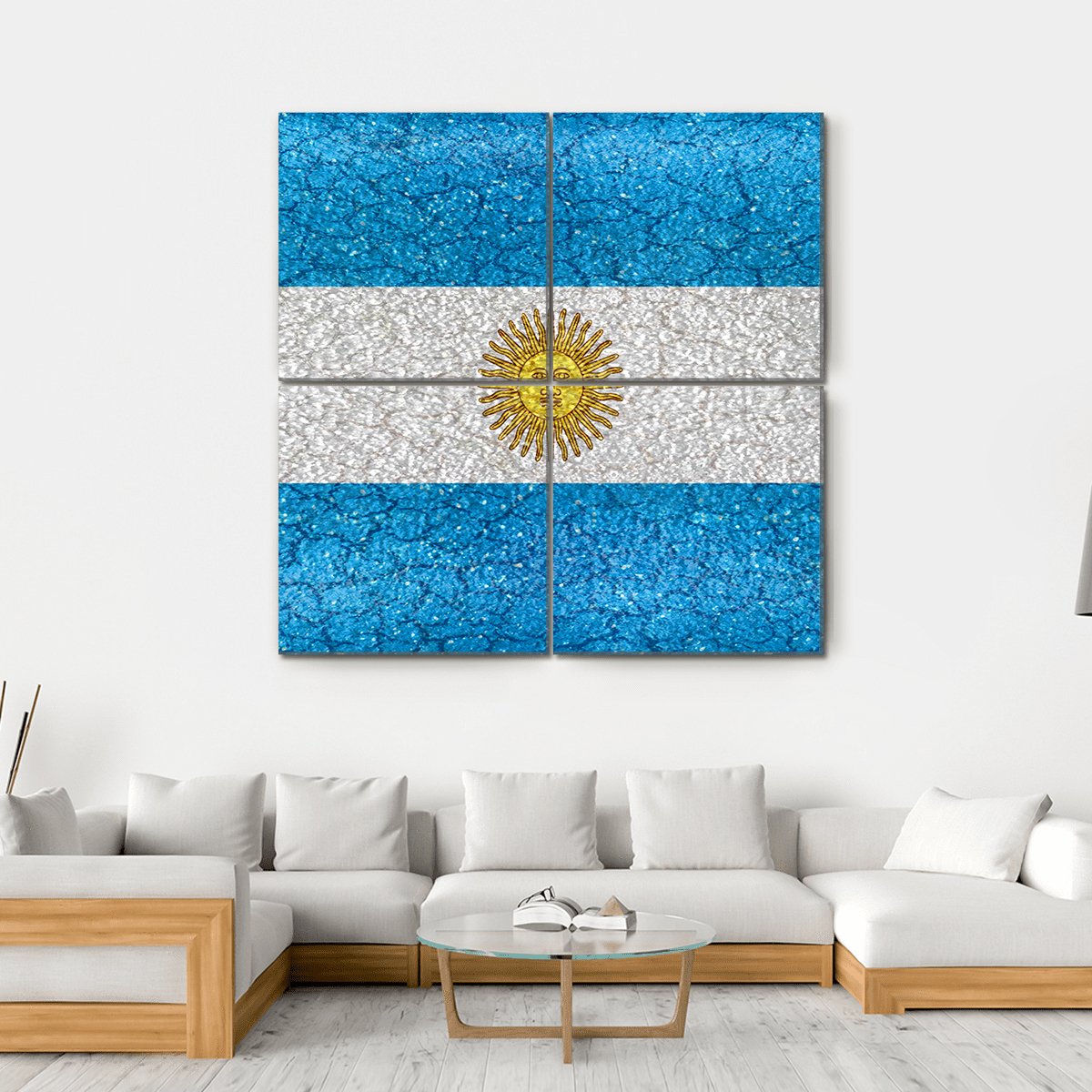 Argentina National Flag Canvas Wall Art-4 Square-Gallery Wrap-17" x 17"-Tiaracle