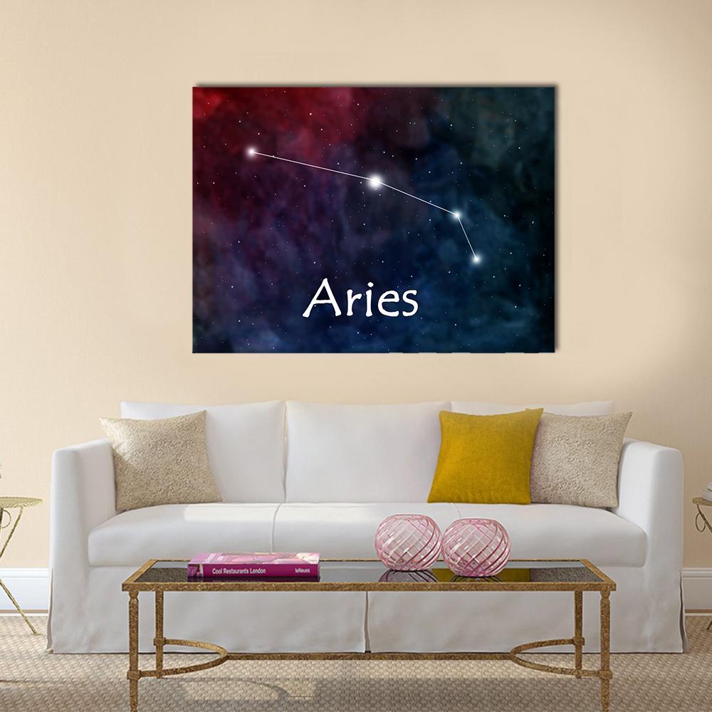 Aries Horoscope Constellation Canvas Wall Art-1 Piece-Gallery Wrap-36" x 24"-Tiaracle